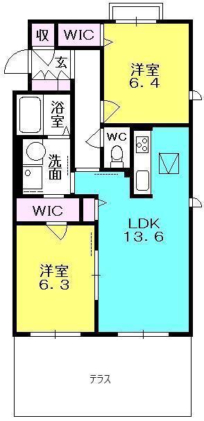 コモド夙川(2LDK/1階)の間取り写真