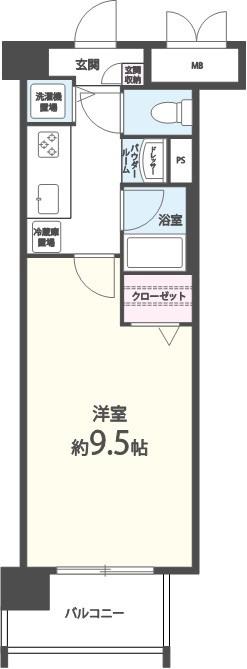 メゾンクレールIII(1K/2階)の間取り写真