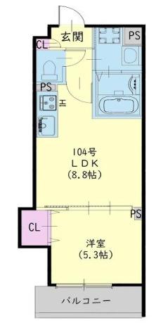ラモーナ半田(1LDK/2階)の間取り写真