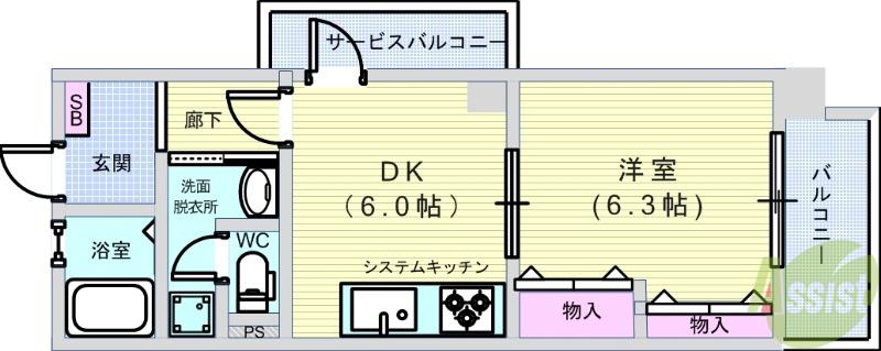 シティコート曽根東町3番館(1DK/5階)の間取り写真