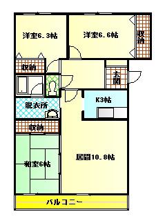 E21大福館(3LDK/2階)の間取り写真