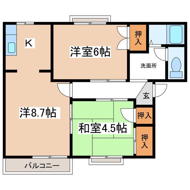 タウニィ樹里E(2LDK/2階)の間取り写真