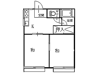 ファミール牧戸(2K/2階)の間取り写真