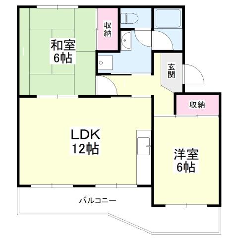 コーポ林(2LDK/3階)の間取り写真