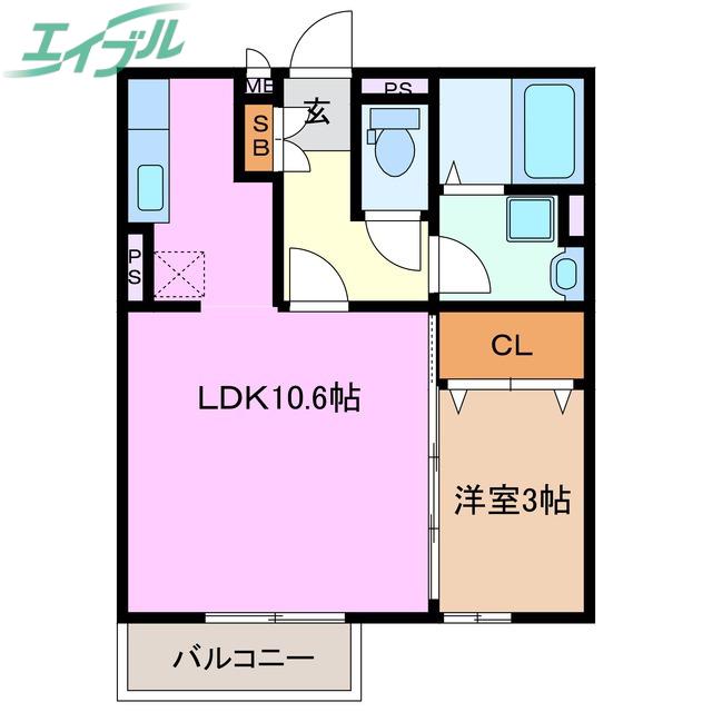 TAKAO(1LDK/2階)の間取り写真
