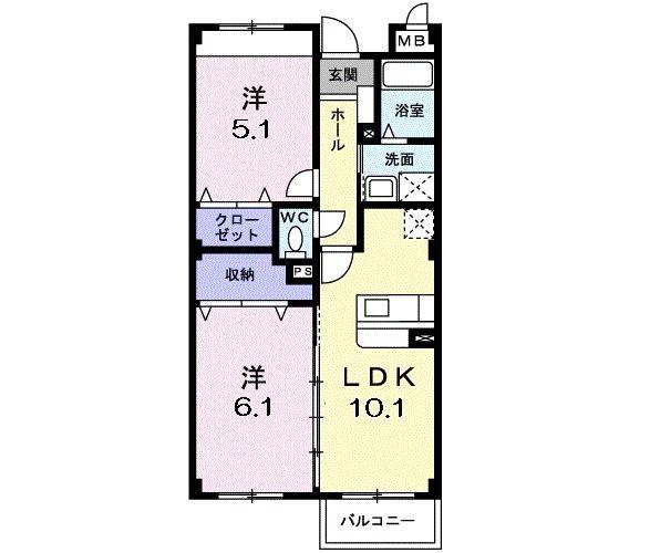 アネックス北中振(2LDK/3階)の間取り写真