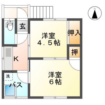 菅野コーポ(2K/2階)の間取り写真