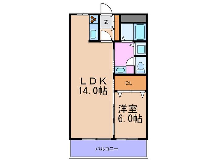 アパ-トメントK´S福島(1LDK/2階)の間取り写真