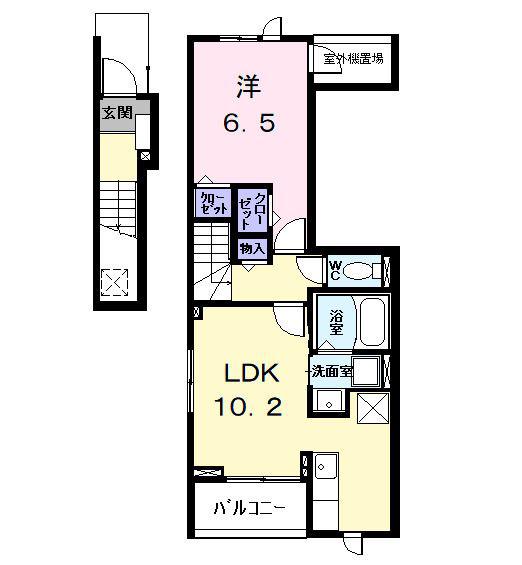 レントンハウス(1LDK/2階)の間取り写真