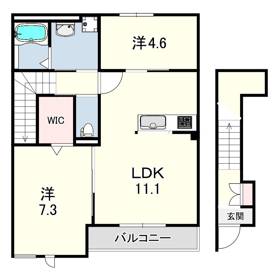 ルナテラス甲子園(2LDK/2階)の間取り写真