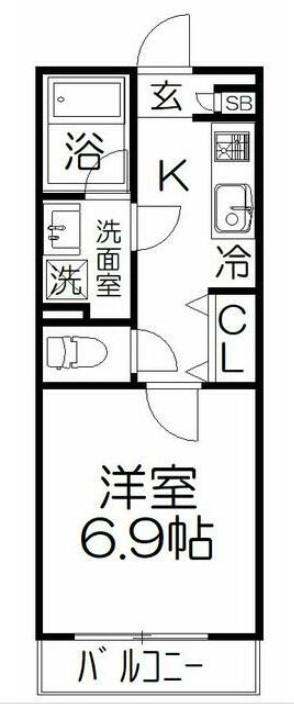 SUNNYWELL(1K/2階)の間取り写真