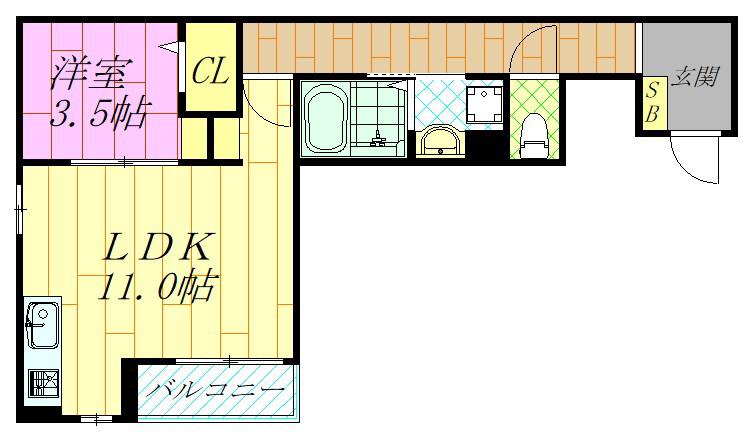 プリマヴェーラ ドゥエ(1LDK/2階)の間取り写真