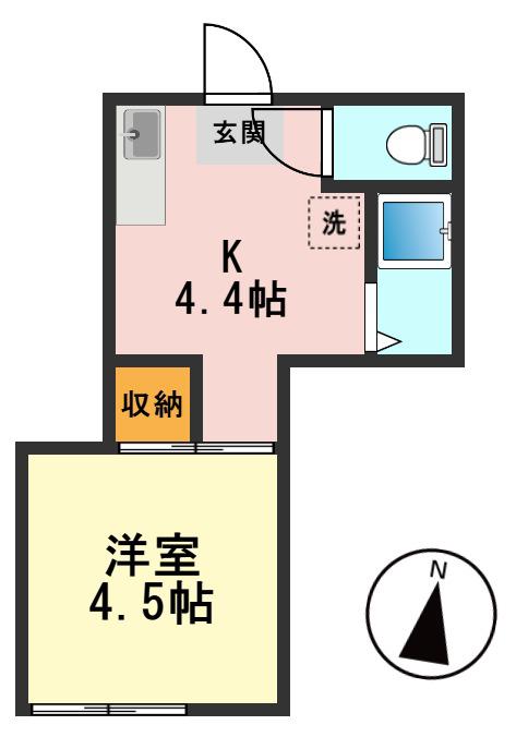 翠荘東A(1K/2階)の間取り写真