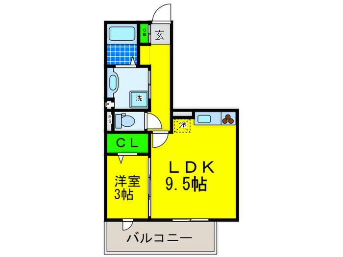 グレイス北花田(1LDK/2階)の間取り写真