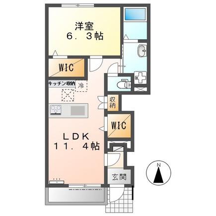 エルシオン(1LDK/1階)の間取り写真
