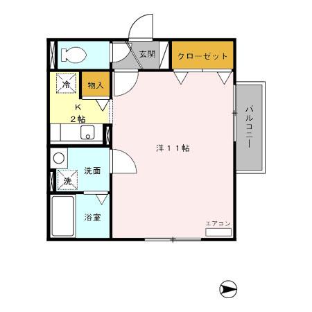リビングタウン二の宮A(1K/1階)の間取り写真