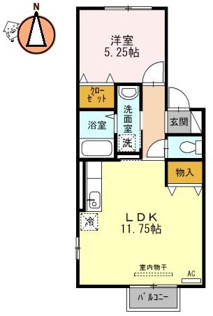 SEEDS WIT佐古(1LDK/1階)の間取り写真