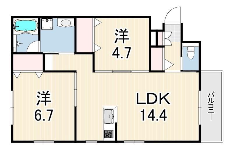 ブルーリッジ(2LDK/2階)の間取り写真