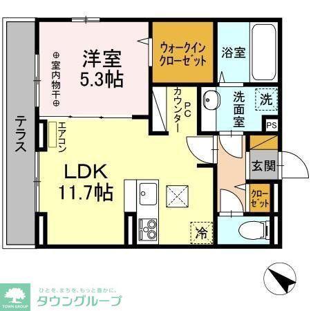 フェリシア(1LDK/1階)の間取り写真