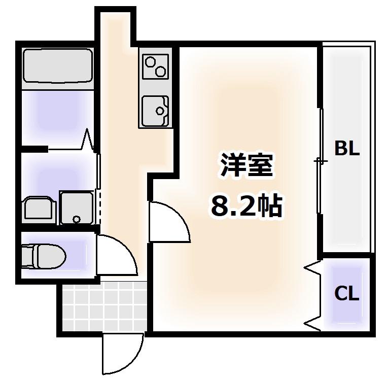 フジパレス南田辺(1K/3階)の間取り写真