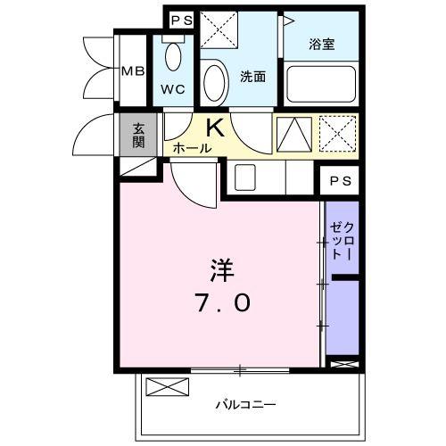 ゾンネンブルーメ エム(1K/1階)の間取り写真