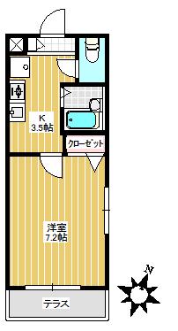 WITH(1K/1階)の間取り写真
