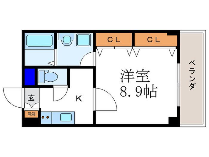 サンクスパレ西矢掛(1K/3階)の間取り写真