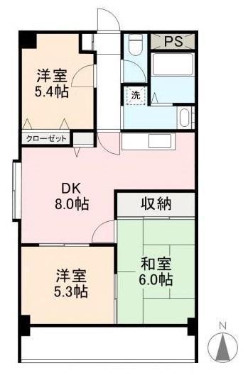 ディアコート茜(3DK/2階)の間取り写真