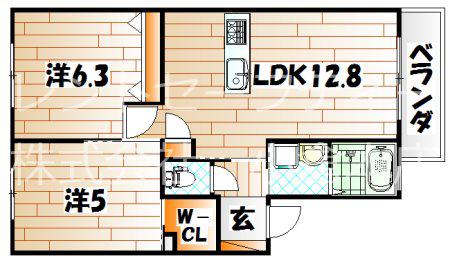 クラヴィエ三萩野(2LDK/1階)の間取り写真