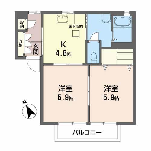 シャーメゾンB(2K/1階)の間取り写真