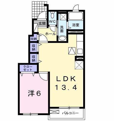 マリーン(1LDK/1階)の間取り写真