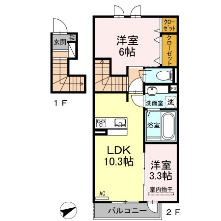 クレスト新地(2LDK/2階)の間取り写真