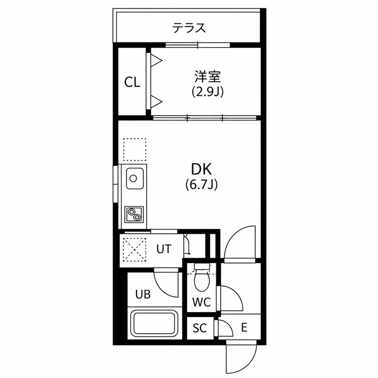 S-RESIDENCE北大前ASCENT(1DK/1階)の間取り写真