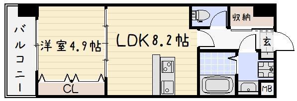 ビクトワール歯大前(1LDK/6階)の間取り写真