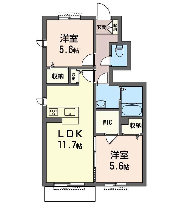 フォンス A(2LDK/1階)の間取り写真