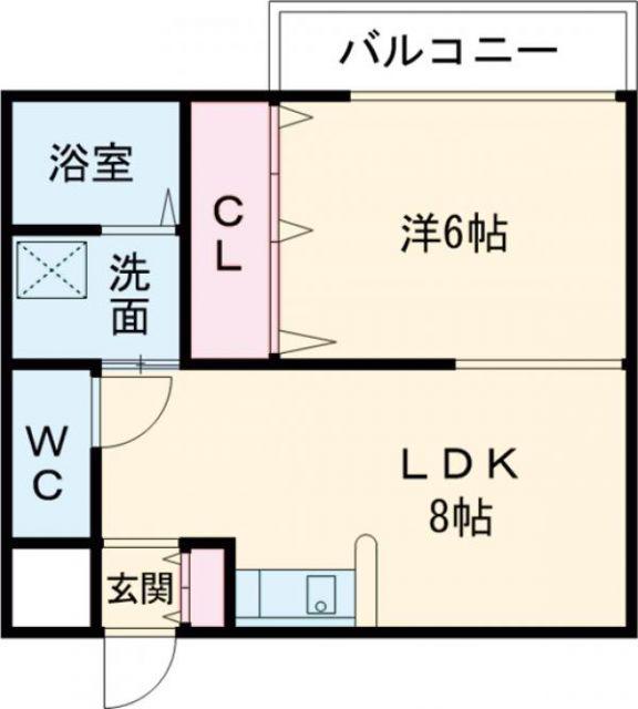 ヒルコート鳥見(1LDK/2階)の間取り写真