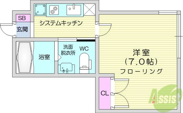 ADIOS平成Ⅱ(1K/1階)の間取り写真