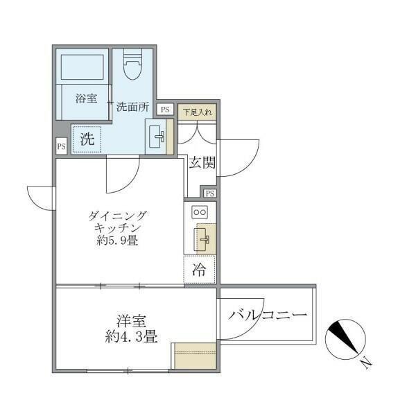 エクサム赤坂(1DK/3階)の間取り写真
