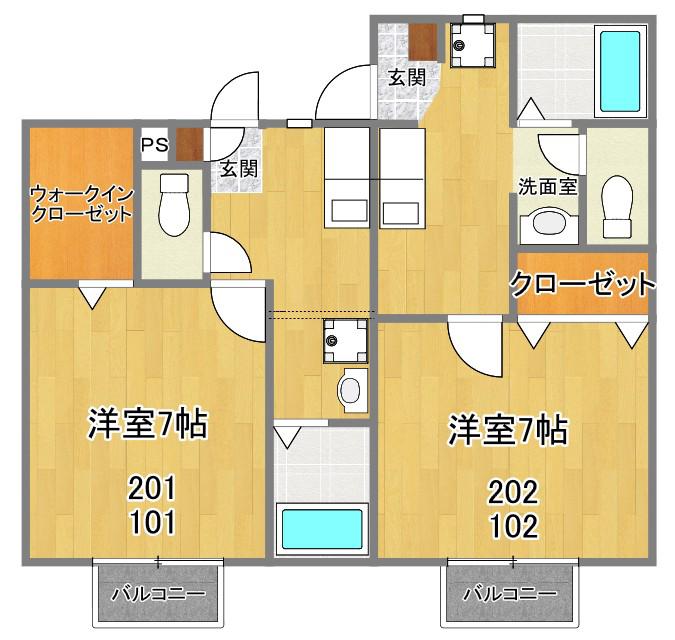 ビュー浅川(1K/2階)の間取り写真