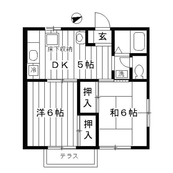 ガーデンコート(2DK/1階)の間取り写真