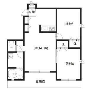 パディフィールド今宿 A棟(2LDK/1階)の間取り写真