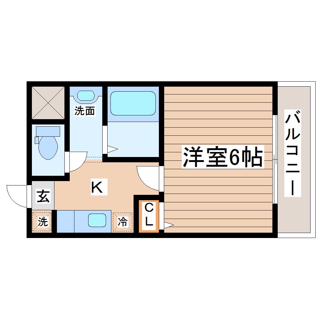 ジュネス向山(1K/1階)の間取り写真