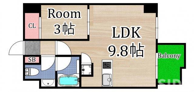 ドリームネオポリス・桜ノ宮(1LDK/3階)の間取り写真