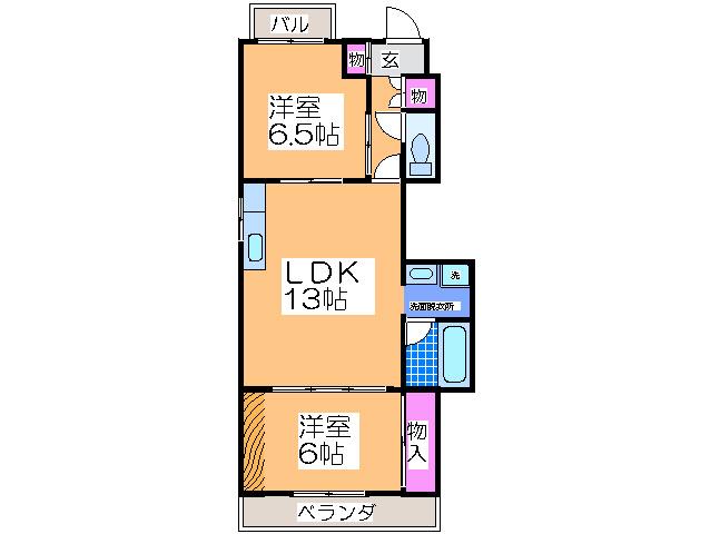 グリーンハイツあびこ(2LDK/4階)の間取り写真