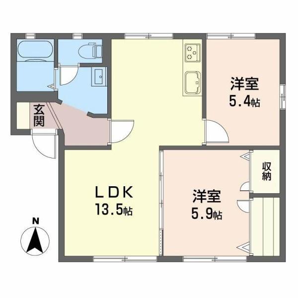 ディアス恒久(2LDK/1階)の間取り写真