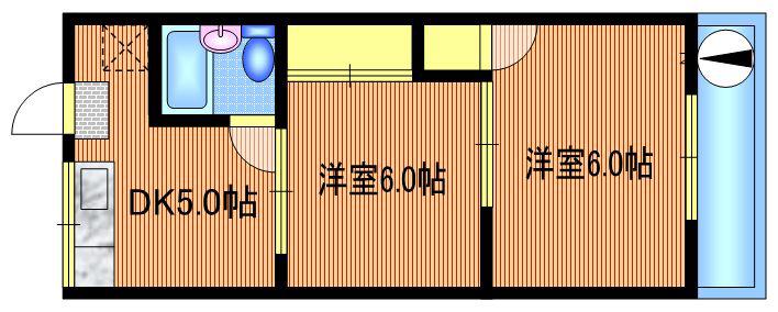 コテージ神代(2DK/1階)の間取り写真
