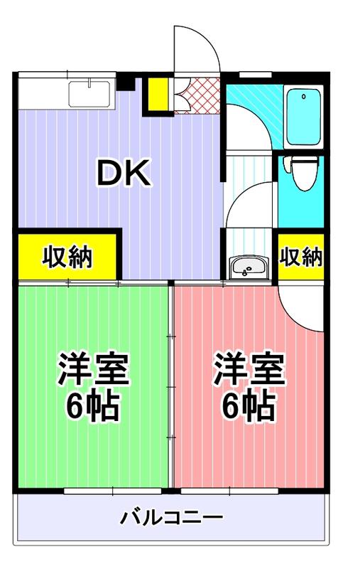 シャトー地建ビル(2DK/7階)の間取り写真