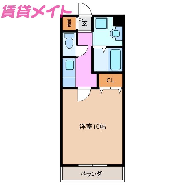 亀山マンションA棟(1K/3階)の間取り写真