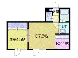 パルム運河(1LDK/1階)の間取り写真