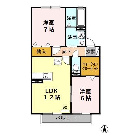 セジュールオリオン C(2LDK/2階)の間取り写真